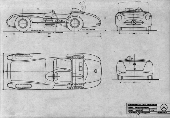 Mercedes-Benz 300 SLR (1955) (Мерcедес-Бенз 300 СЛР (1955)) - чертежи (рисунки) автомобиля